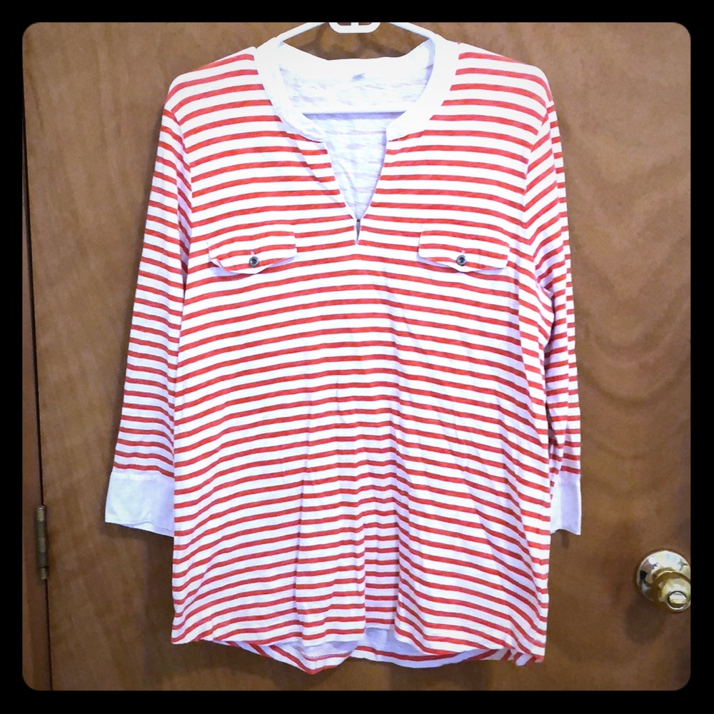 J.Crew Light Red/White Striped Top